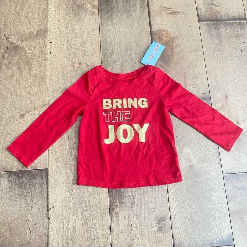 Cat & Jack Bring the Joy Christmas Long-sleeved Tee Shirt T-Shirt Top Holiday